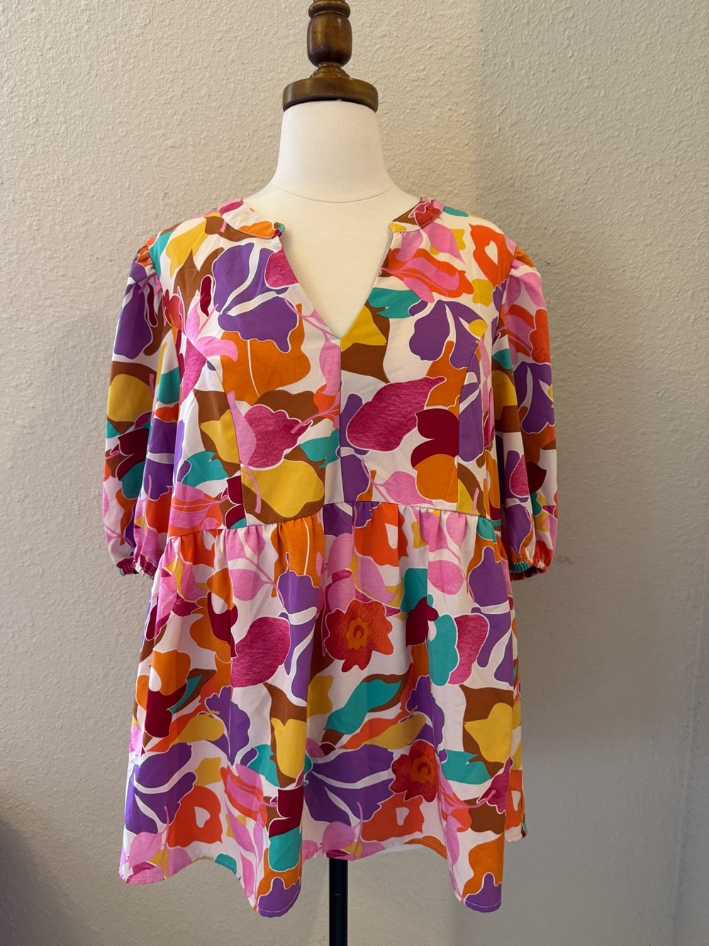 Umgee XL Tunic with Multicolor Floral Print